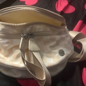 Source Unknown Beige Checkered Crossbody Bag